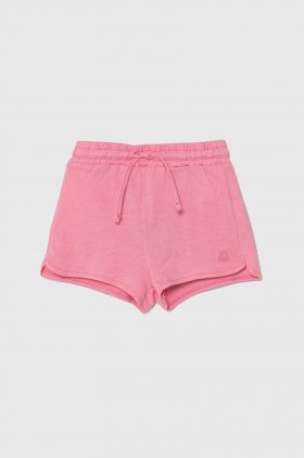 United Colors of Benetton pantaloni scurți din bumbac pentru copii culoarea roz, neted, talie reglabila