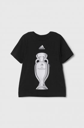 adidas Performance tricou de bumbac pentru copii culoarea negru, cu imprimeu