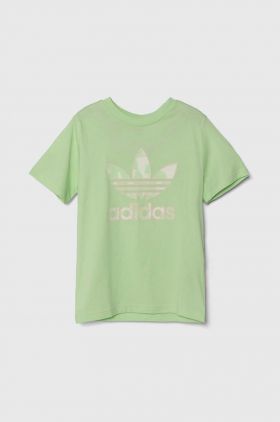 adidas Originals tricou de bumbac pentru copii culoarea verde, cu imprimeu