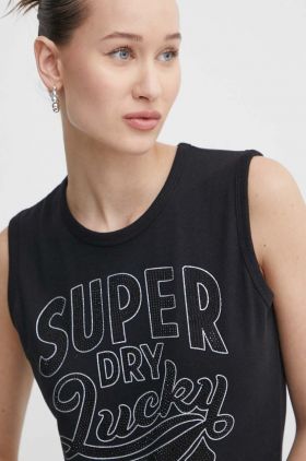 Superdry top femei, culoarea negru