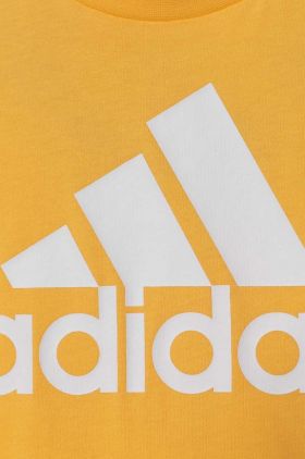 adidas tricou de bumbac pentru copii culoarea galben, cu imprimeu