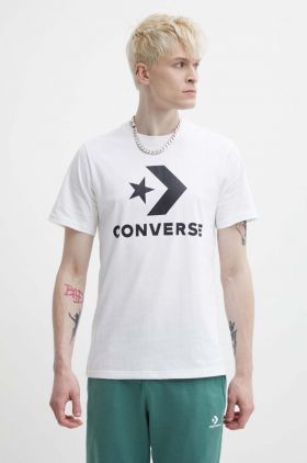 Converse tricou din bumbac culoarea alb, cu imprimeu