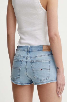 Tommy Jeans pantaloni scurți femei, uni, high waist, DW0DW17650