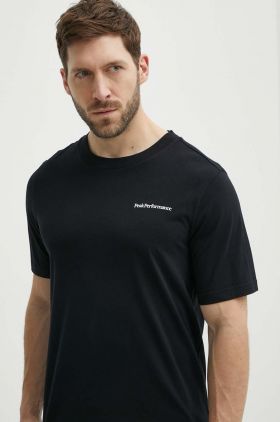 Peak Performance tricou din bumbac barbati, culoarea negru, cu imprimeu