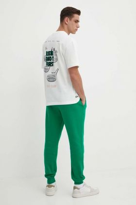 Lacoste tricou din bumbac culoarea bej, neted