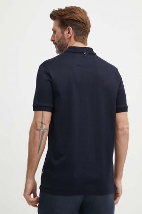 BOSS polo de bumbac culoarea bleumarin, uni, 50511588