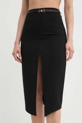 Elisabetta Franchi fusta culoarea negru, midi, drept, GO02742E2