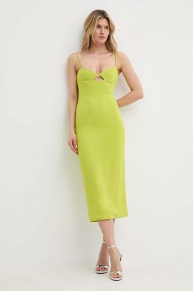 Bardot rochie VIENNA culoarea verde, midi, mulata, 58558DB