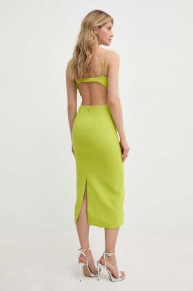 Bardot rochie VIENNA culoarea verde, midi, mulata, 58558DB