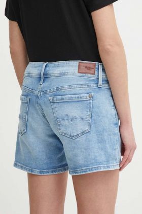 Pepe Jeans pantaloni scurti jeans RELAXED SHORT MW femei, neted, high waist, PL801109MP2