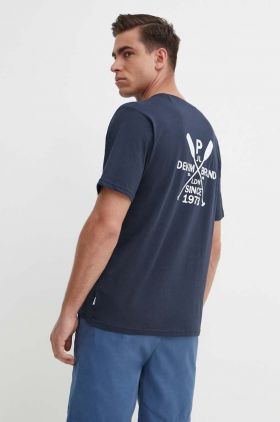 Pepe Jeans tricou din bumbac CALLUM barbati, culoarea albastru marin, cu imprimeu, PM509370