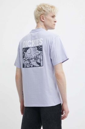 Dickies tricou din bumbac PATRICK SPRINGS TEE SS barbati, culoarea violet, cu imprimeu, DK0A4YR7