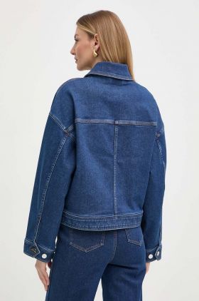 Ivy Oak geacă din denim femei, culoarea bleumarin, de tranziție, oversize, IO119094