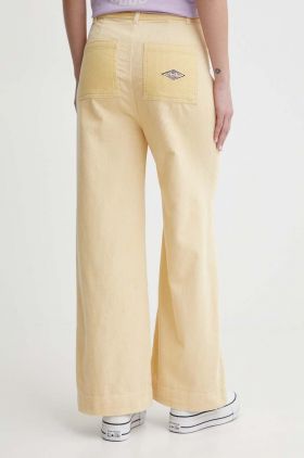 Billabong pantaloni de catifea cord Since 73 culoarea galben, drept, high waist, UBJNP00183