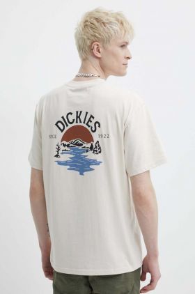 Dickies tricou din bumbac BEACH TEE SS barbati, culoarea bej, cu imprimeu, DK0A4YRD