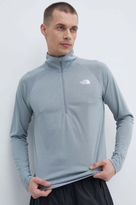 The North Face longsleeve sport Flex II culoarea gri, neted, NF0A7ZBCJNF1