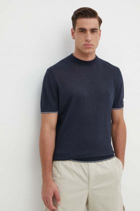 BOSS tricou de in culoarea bleumarin, uni, 50511757