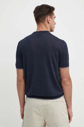 BOSS tricou de in culoarea bleumarin, uni, 50511757