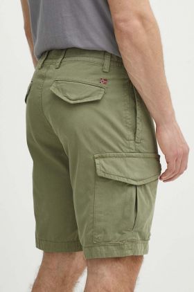 Napapijri pantaloni scurti din bumbac N-Deline culoarea verde, NP0A4HOTGAE1