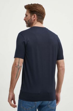 BOSS tricou din bumbac bărbați, culoarea bleumarin, cu imprimeu, 50512131