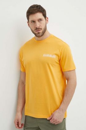 Napapijri tricou din bumbac S-Boyd barbati, culoarea portocaliu, cu imprimeu, NP0A4HQFY1J1