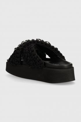Inuikii papuci Woven Stones Platform femei, culoarea negru, cu platforma, 70103-106