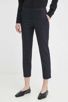 Theory pantaloni din in culoarea negru, mulata, high waist