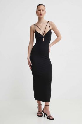 HUGO rochie culoarea negru, midi, mulată, 50514052