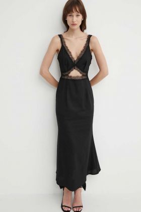 Never Fully Dressed rochie din amestec de in culoarea negru, maxi, evazati