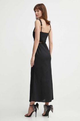 Never Fully Dressed rochie din amestec de in culoarea negru, maxi, evazati