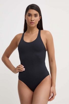 Casall costum de baie dintr-o bucată Deep Racerback culoarea negru, cupa moale