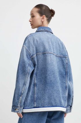 Hugo Blue geaca jeans femei, de tranzitie, oversize, 50513705