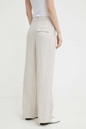 Marc O'Polo pantaloni din in culoarea bej, lat, high waist, 404028610379