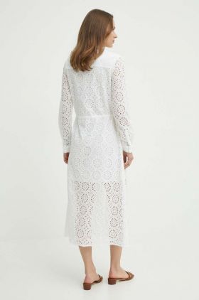 Pepe Jeans rochie din bumbac ETHEL culoarea bej, midi, evazati, PL953477