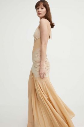 Aniye By rochie culoarea bej, maxi, evazati, 185024