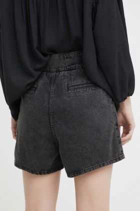 IRO pantaloni scurti jeans femei, culoarea gri, neted, high waist