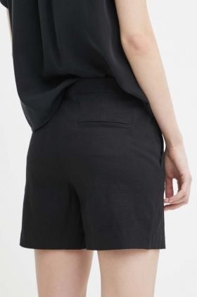 Theory pantaloni scurti din in culoarea negru, neted, high waist