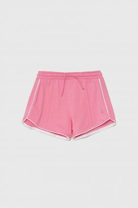 United Colors of Benetton pantaloni scurți din bumbac pentru copii culoarea roz, neted, talie reglabila