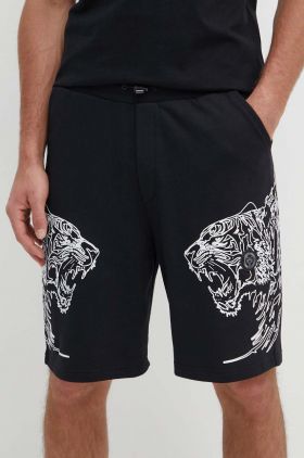 PLEIN SPORT pantaloni scurti din bumbac culoarea negru