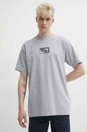 Vans tricou din bumbac barbati, culoarea gri, cu imprimeu