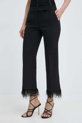 MICHAEL Michael Kors pantaloni femei, culoarea negru, drept, high waist