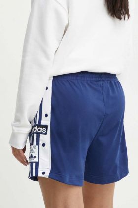 adidas Originals pantaloni scurti femei, culoarea albastru marin, cu imprimeu, high waist, IP0716