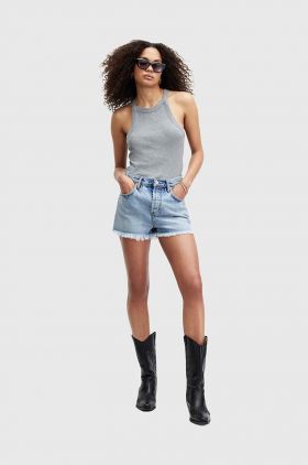 AllSaints pantaloni scurti din bumbac HEIDI DENIM SHORT neted, high waist, W066EA