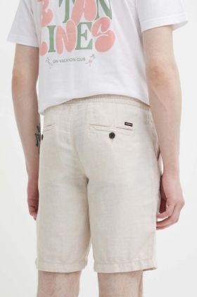 Superdry pantaloni scurti din in culoarea bej