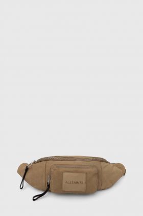 AllSaints borseta de piele WASHED LTHR BUMBAG culoarea verde, MB703Z