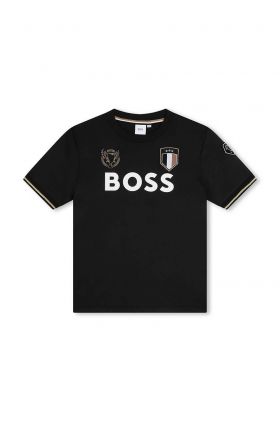 BOSS tricou copii culoarea negru, cu imprimeu, J50659