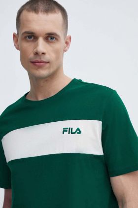 Fila tricou din bumbac Lankaran barbati, culoarea verde, cu imprimeu, FAM0680