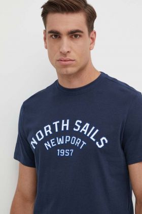 North Sails tricou din bumbac barbati, culoarea albastru marin, cu imprimeu, 692988