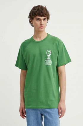 Les Deux tricou din bumbac barbati, culoarea verde, cu imprimeu, LDM101182