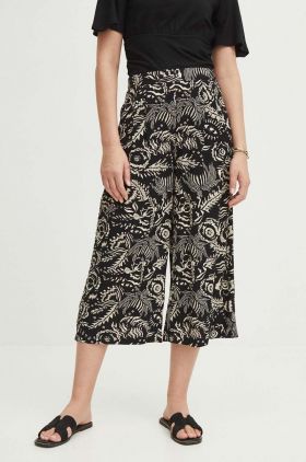 Medicine pantaloni femei, culoarea negru, fason culottes, high waist